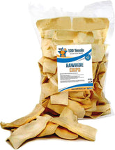 Empaque de 123 Treats chips piel cruda natural ahumado, práctico para casa.