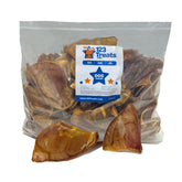 Orejas de cerdo naturales 123 Treats para perros, ideales para masticar de forma prolongada.
