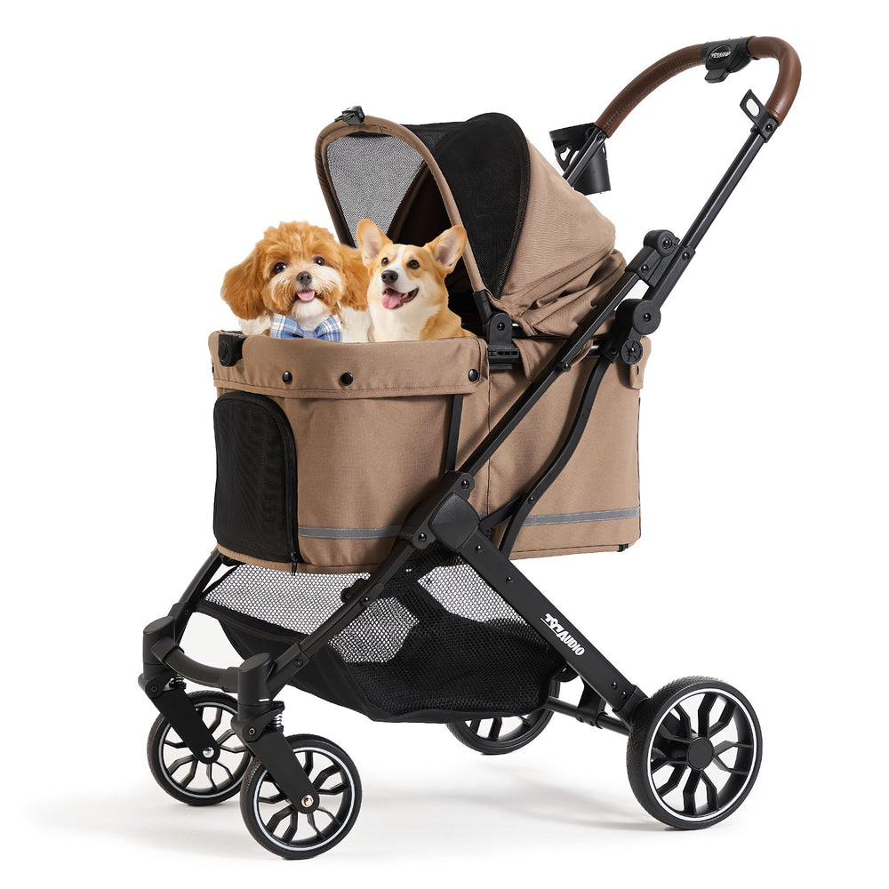 Carrito 797Audio para perros con cabina plegable, ideal para viajes y paseos.
