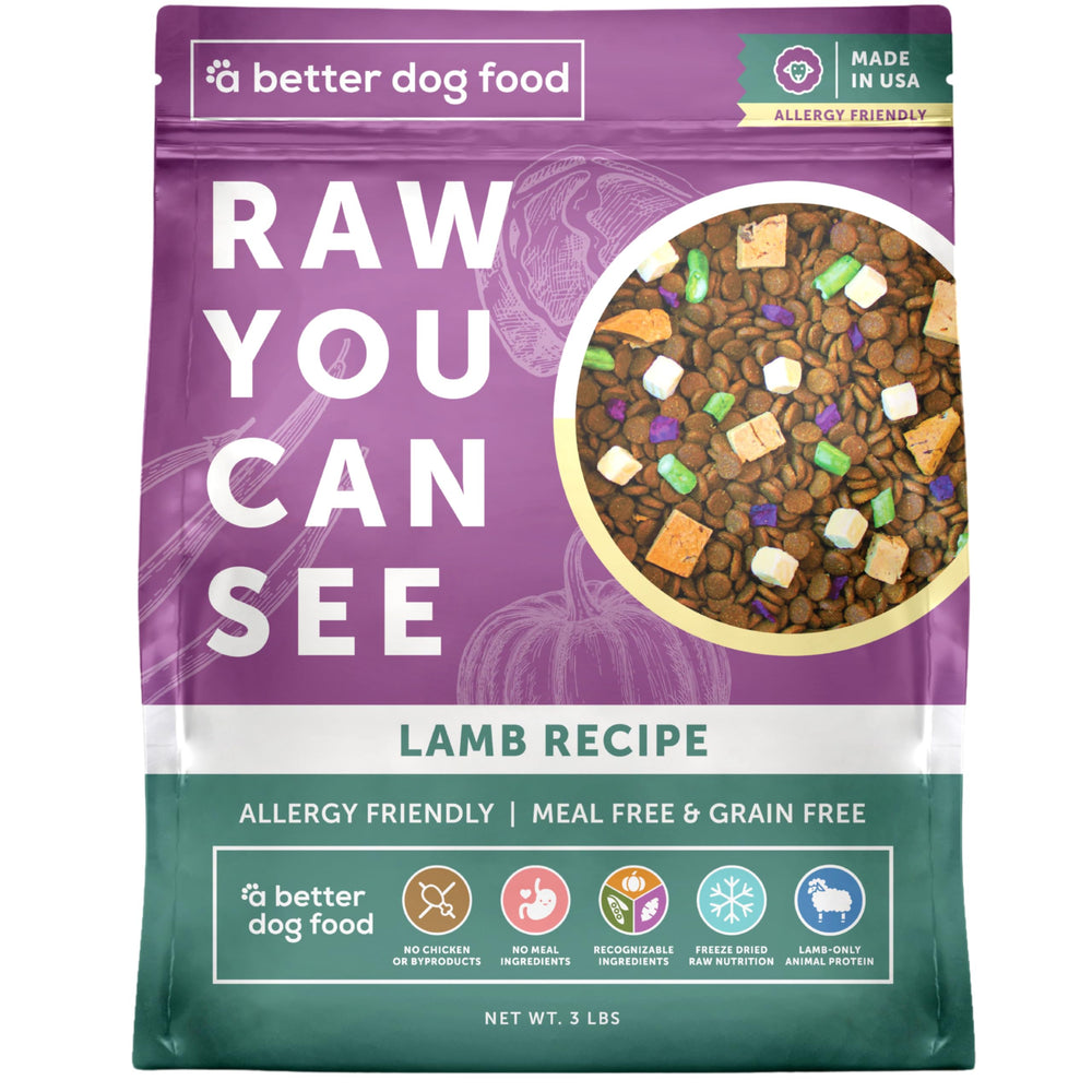 A Better Treat: kibble seco para perros con cordero, apoyo para digestión suave.