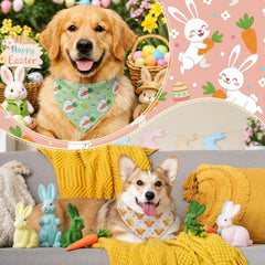 Abbylike bandanas de Pascua para perros con huevos, perfecto para fiestas y eventos familiares.