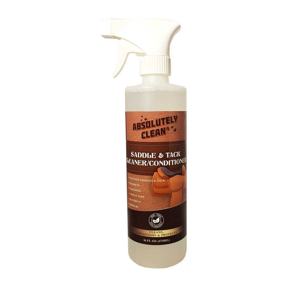 Absolutely Clean Saddle Soap Spray limpia cuero y elimina malos olores en equipo ecuestre.