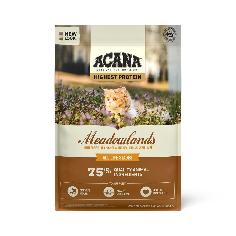 ACANA Meadowlands empaque-10lb: práctica bolsa para alimentar a tu gato.