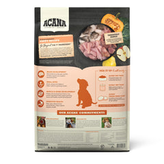 ACANA proteinas alto calibre para cachorros, enfoque en proteínas de calidad para su desarrollo.