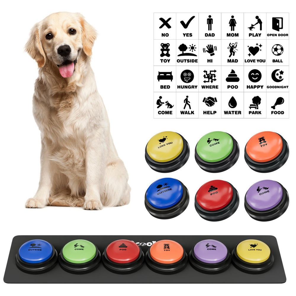 Acools set de seis botones para perro, ideal para entrenamiento y comunicación.