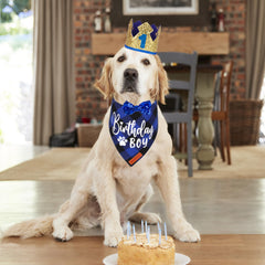 ADOGGYGO bandana para perro con cuadros azules, cómoda para fiestas.