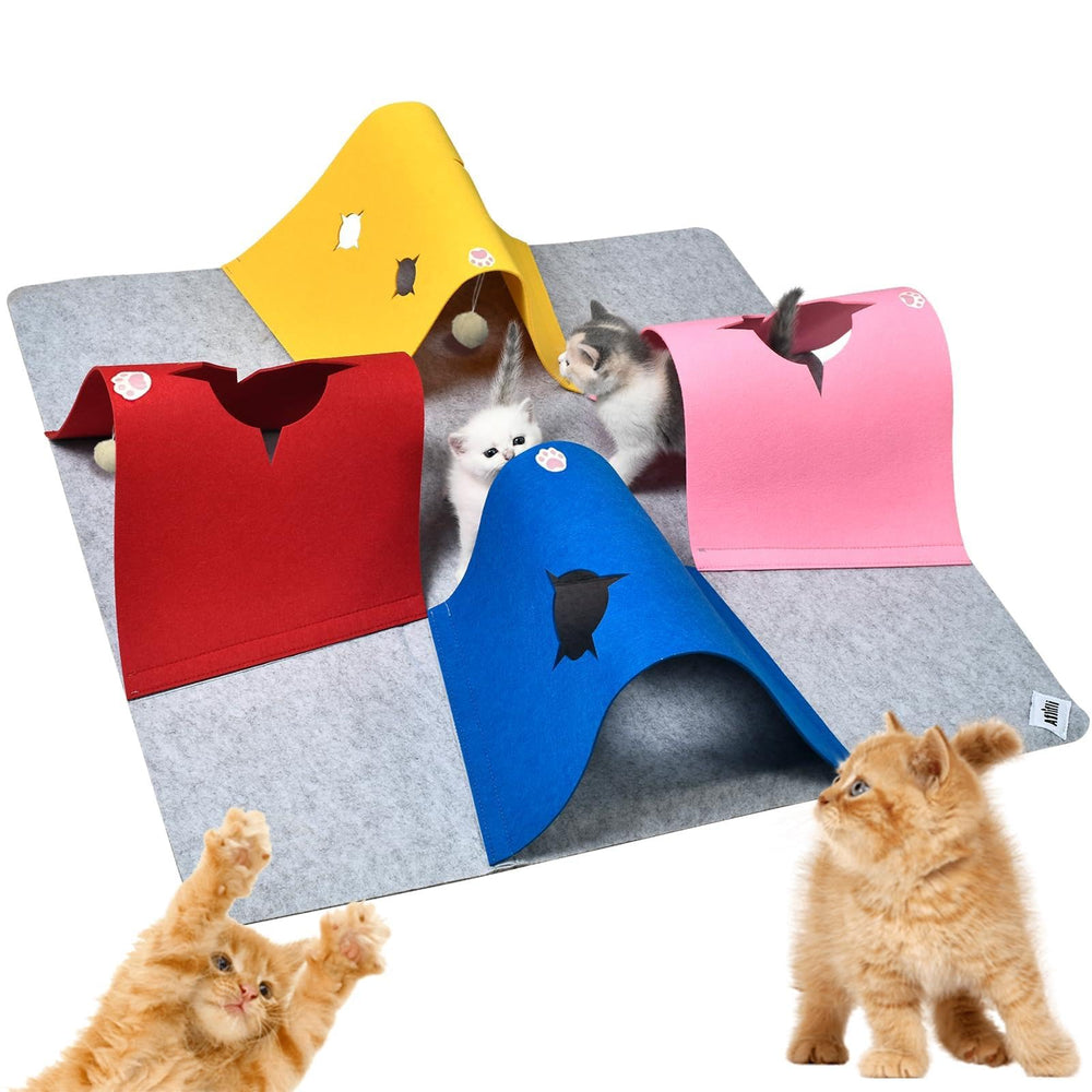 AFLIFLI túnel para gatos con bola de felpa, fomenta juego e interacción diaria.