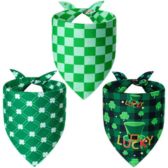 Bandana Agroon de doble cara, triángulo, verde; dos looks festivos para tu mascota
