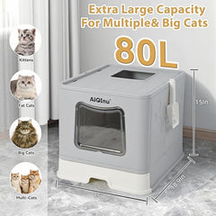AiQInu XLarge 80L entrada superior para gatos, menos polvo fuera