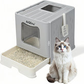 AiQInu XLarge 80L caja de arena plegable abierta con tapa, fácil almacenamiento