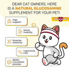 Frasco de Alfa Love Pets con taurina para gatos, enfoque en articulaciones y musculatura