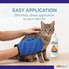 Allerpet guante de aplicación para gatos, cuidado suave sin baño.