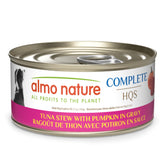 Almo Nature HQS estofado de atún con calabaza en salsa, fuente de proteínas fáciles de digerir.
