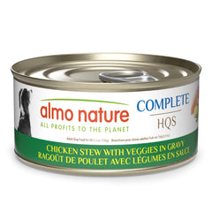 Almo Nature HQS estofado de pollo con verduras en lata, comida completa para perros.