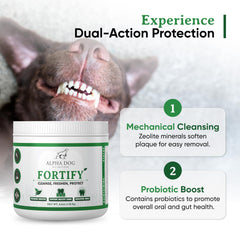 Alpha Dog Nutrition Polvo dental para perros, aplicación rápida sobre la comida.