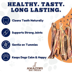 Amazing Dog Treats tiras de esofago, apoyo a la salud bucal durante la masticación