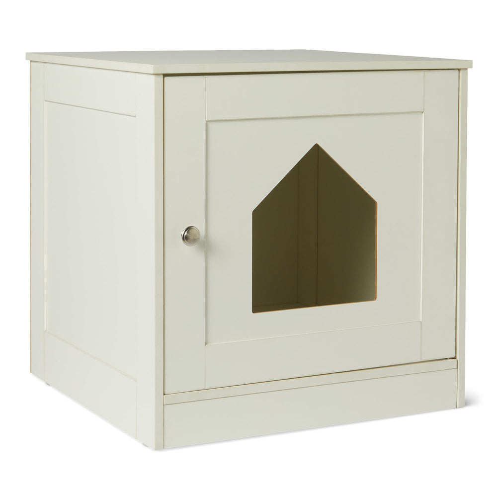 Amazon Basics caja-litter-oculta vista frontal, mantiene la arena fuera de la vista para un salón ordenado.