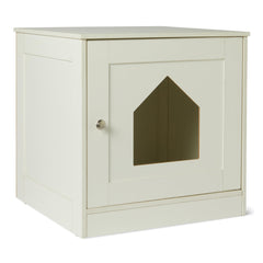 Amazon Basics caja-litter-oculta vista frontal, mantiene la arena fuera de la vista para un salón ordenado.