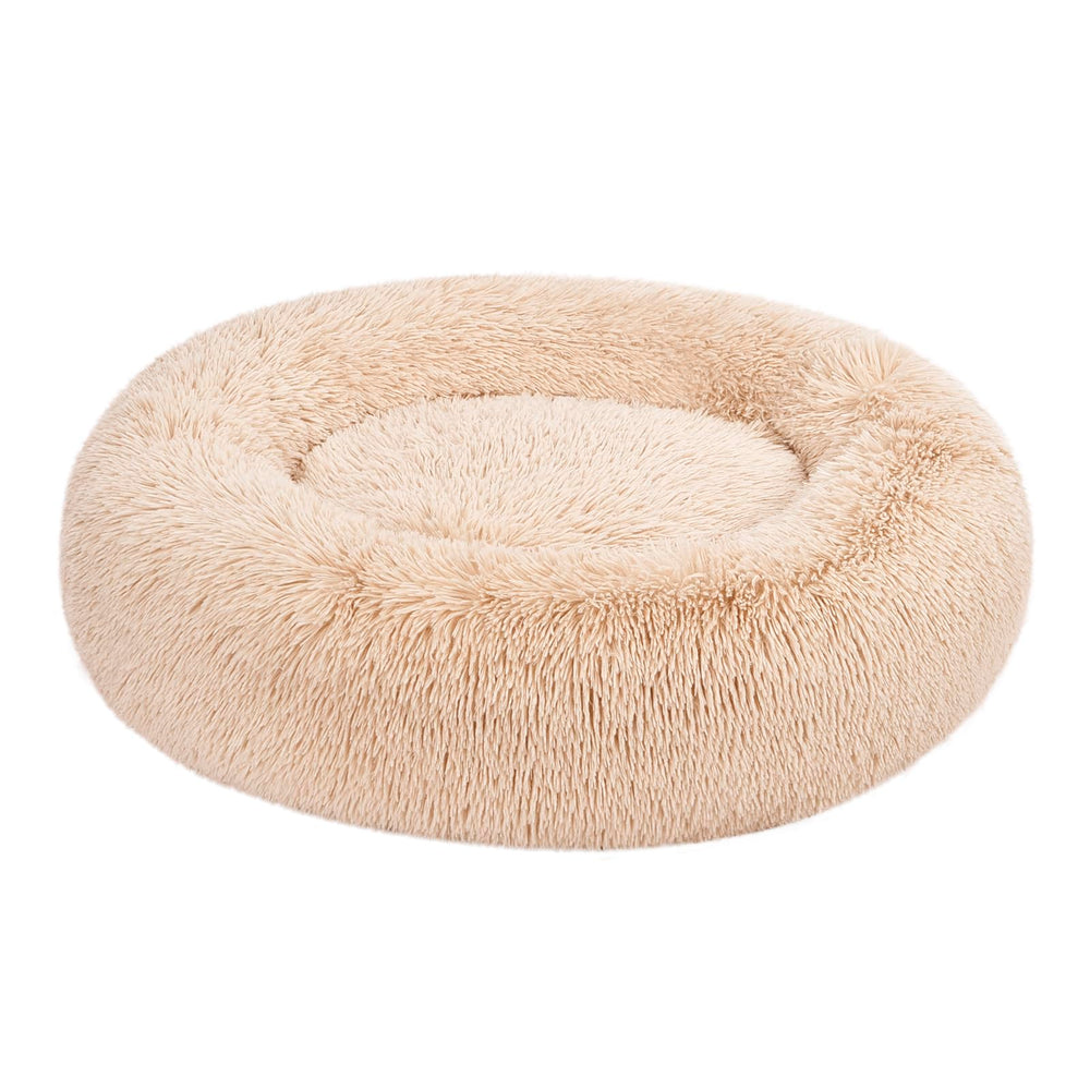 Amazon Basics cama donut crema de 36 pulgadas, refugio suave para mascotas.