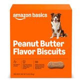 Galletas crujientes para perros de Amazon Basics con mantequilla de maní, ayudan a limpiar dientes.