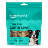 Amazon Basics hígado de cordero liofilizado en empaque, ideal para recompensas.