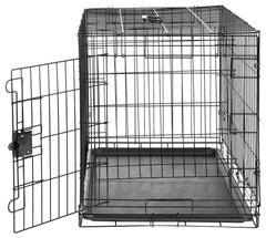 Bandeja removible de la jaula Amazon Basics para limpieza rápida.