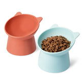 Amazon Basics tazones para gatos con orejas, diseño inclinado para comer cómodo.