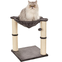 Amazon Basics torre para gatos gris, ideal para trepar y descansar.