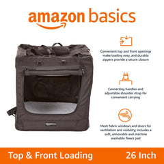 Transportín Amazon Basics con aperturas superior y frontal para acceso rápido