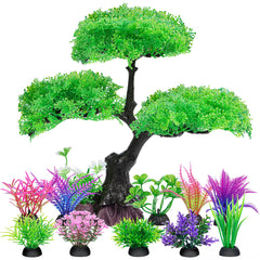 Ameliade plantas artificiales para acuario, árbol verde, refugio seguro para peces.
