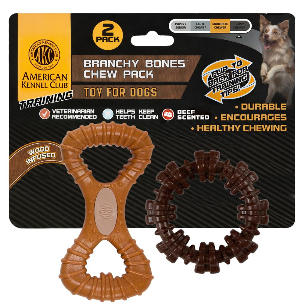 American Kennel Club, juguete entrenamiento doble tira y anillo, ideal para juego interactivo.
