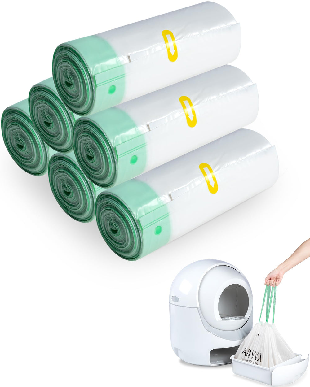 ANWA bolsas para caja de arena automática, fáciles de usar y evitan derrames.