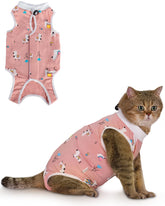ANWA mono de recuperación para gatos frente: cómodo diseño que evita lamidos postoperatorios.