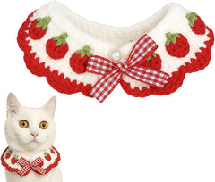 Collar Aoeeki para gato con pajarita fresa, accesorio ideal para fotos.