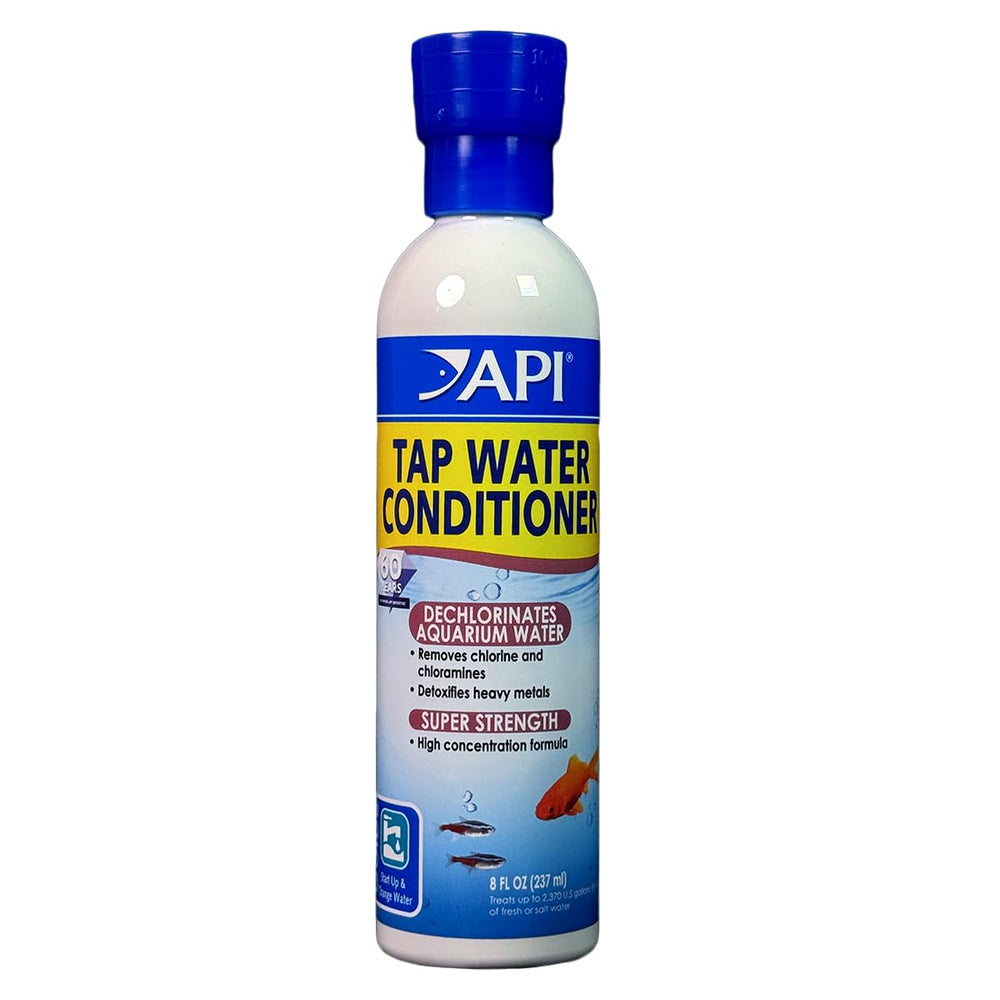 API Acondicionador de Agua para Acuario, bote 8 oz, frente, elimina cloro