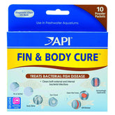 API Fin & Body Cure polvo para peceras, ayuda a tratar infecciones bacterianas.