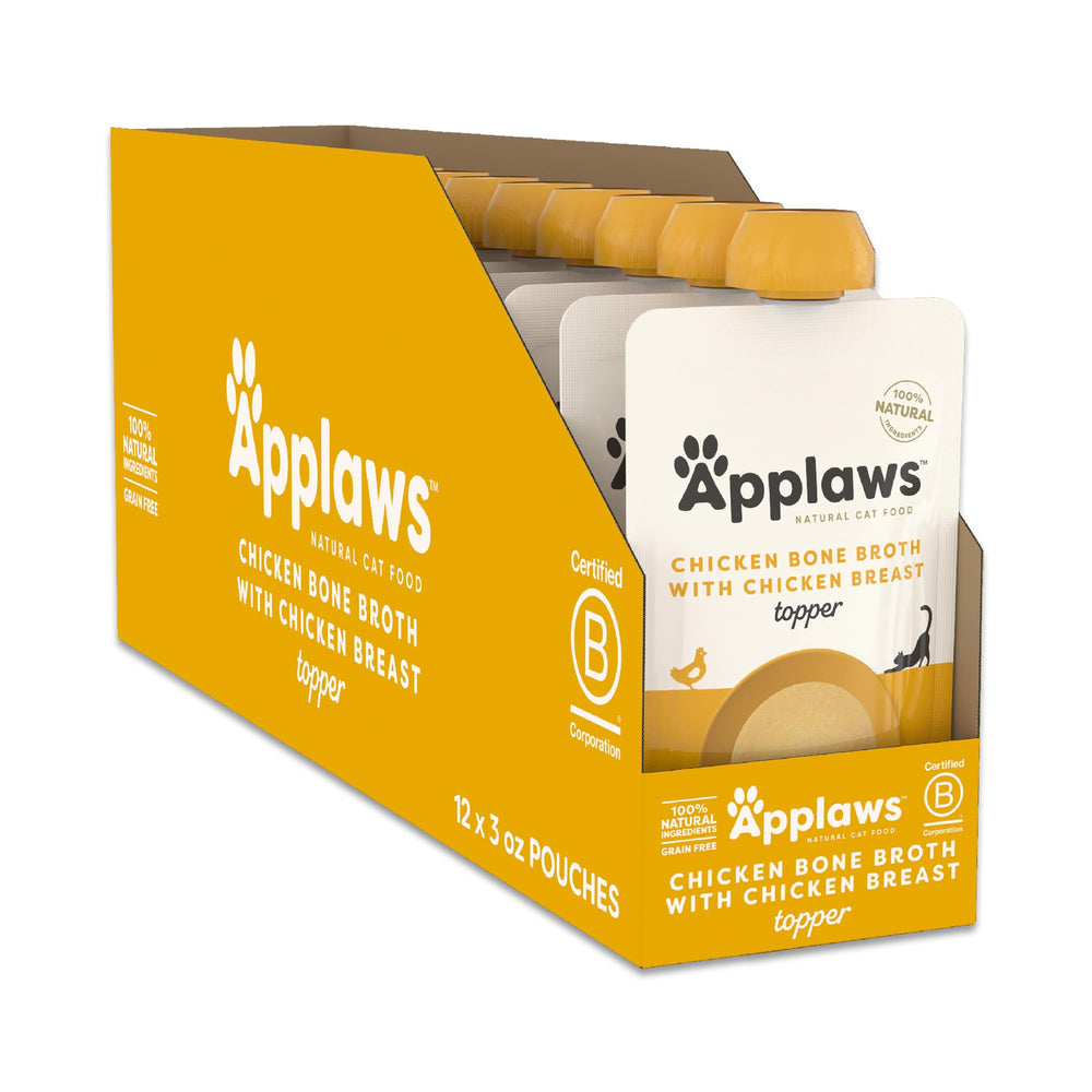 Applaws complemento húmedo, caldo de hueso de pollo para gatos, sabor natural.