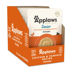 Applaws Senior Mousse, bolsa individual, alimento húmedo sabroso para gatos mayores.