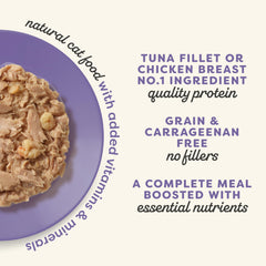 Applaws Vitality, lata de atún filete con camarones, variedad de texturas para comer.