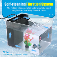 AQUANEAT filtración oculta mantiene el acuario limpio y reduce mantenimiento diario.