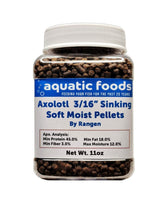 Aquatic Foods Inc. Axolotl: pellets suaves que hunden lentamente para axolotles y peces de fondo.