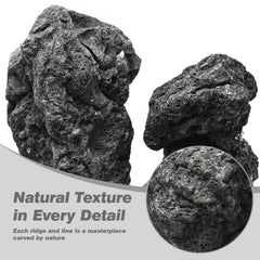 Piedras volcánicas AQUATIS para fuego exterior, resistente al calor y acabado rústico.