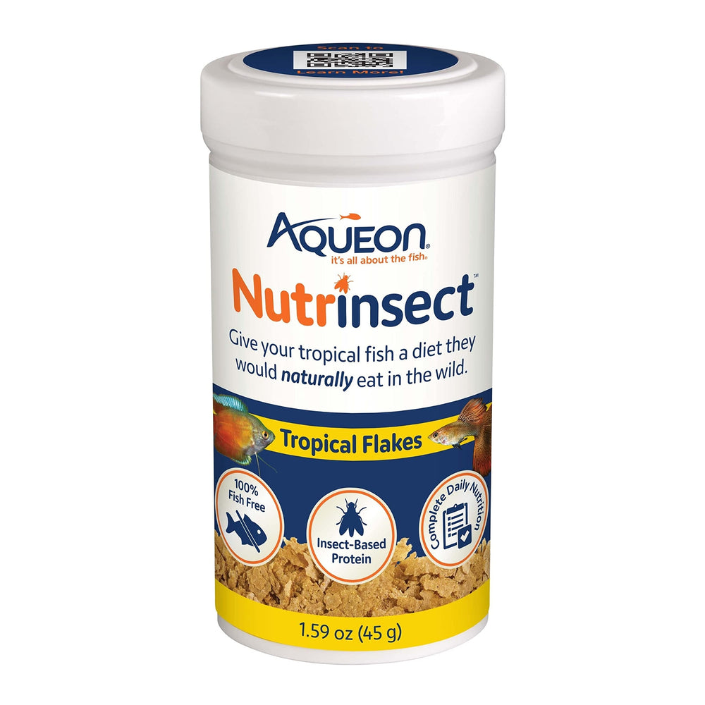 Aqueon Nutrinsect envase de copos tropicales, alimento completo para peces