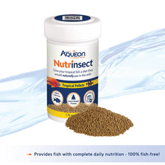 Textura suave de pellets tropicales de Aqueon Nutrinsect para alimentación diaria.