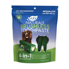 ARK NATURALS Brushless Toothpaste para perros medianos: chuches dentales en bolsa de 18 oz para reducir placa.