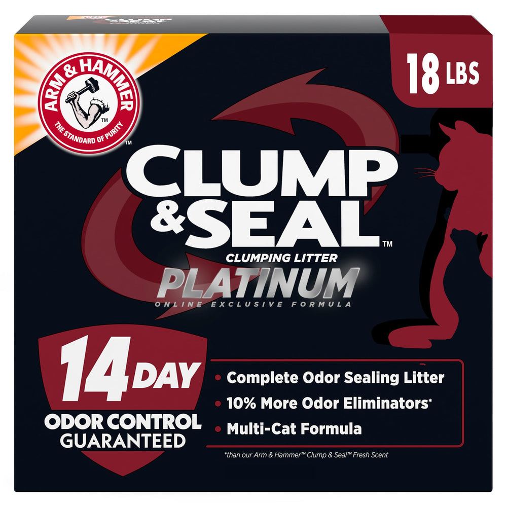 ARM & HAMMER Clump & Seal Platinum para gatos múltiples, control de olores de larga duración.