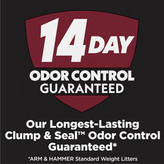ARM & HAMMER Clump & Seal Platinum, tecnología de sellado de olores para limpieza rápida.
