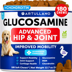 Artullano Glucosamina para perros: botella mostrando el suplemento para articulaciones saludables