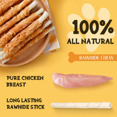 ASMPET palitos de pollo envueltos en piel cruda, textura crujiente para sesiones de juego.
