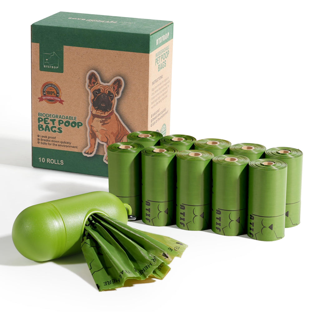 ATIFBOP bolsas biodegradables para perros, 150 unidades, ecológicas y fáciles de usar.